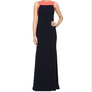 Badgley Mischka Colorblock Crepe Gown
